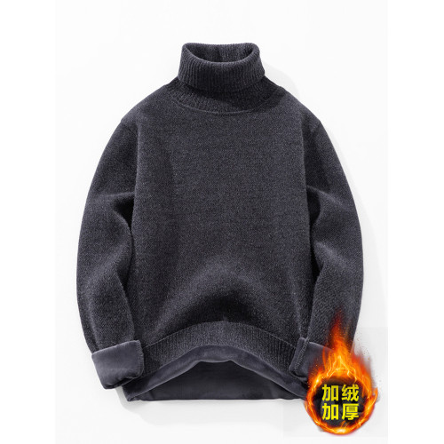 高領毛衣男冬季大碼加絨加厚黑色保暖打底衫胖子加肥加大300斤