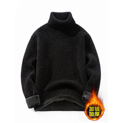 高領毛衣男冬季大碼加絨加厚黑色保暖打底衫胖子加肥加大300斤