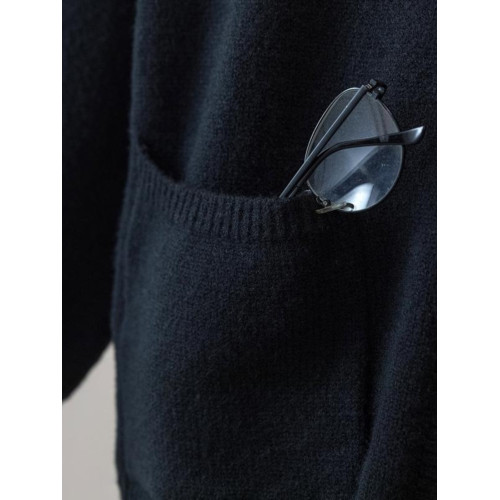 黑色毛衣開衫外套女2025年秋季大碼顯瘦慵懶風寬松中長款針織上衣