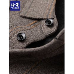 培矇2025年冬季新款假兩件保暖針織衫商務休閒加絨加厚男上衣毛衣