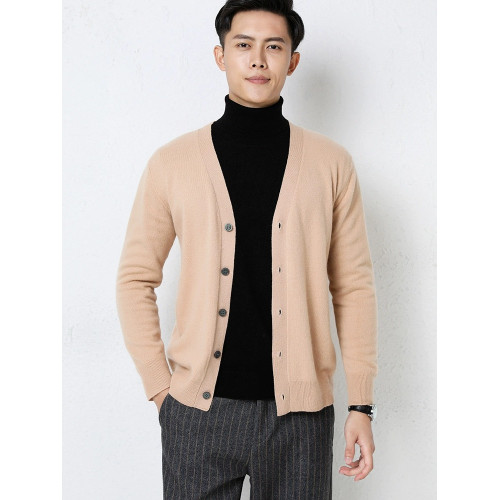 男裝軟糯長袖針織開衫外套毛衣寬松V領商務休閒百搭純色外搭上衣