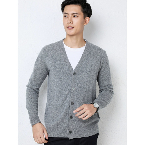 男裝軟糯長袖針織開衫外套毛衣寬松V領商務休閒百搭純色外搭上衣