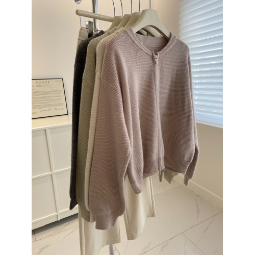 溫柔顯白雙拉鍊毛衣外套女!冬韓系軟糯厚實氣質圓領針織開衫上衣 溫柔顯白雙拉鍊毛衣外套女!冬韓系軟糯厚實氣質圓領針織開衫上衣