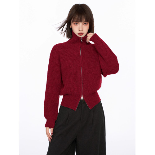 灰色立領雙拉鍊針織毛衣外套女秋冬季小個子加厚高領慵懶開衫上衣 灰色立領雙拉鍊針織毛衣外套女秋冬季小個子加厚高領慵懶開衫上衣