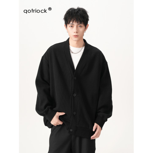 400G重磅開衫外套男秋季潮牌高級感慵懶針織毛衣寬松百搭休閒上衣