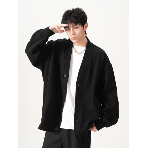 400G重磅開衫外套男秋季潮牌高級感慵懶針織毛衣寬松百搭休閒上衣