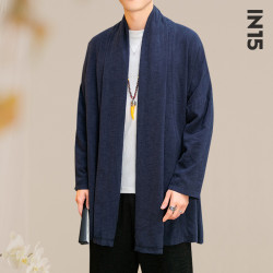 春秋款唐裝中長款棉麻中式風衣外套男士古風漢服寬松開衫道袍披風
