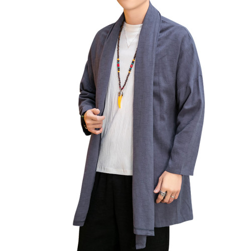 春秋款唐裝中長款棉麻中式風衣外套男士古風漢服寬松開衫道袍披風