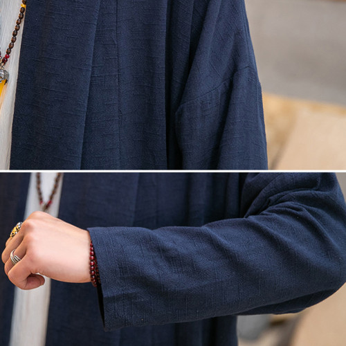春秋款唐裝中長款棉麻中式風衣外套男士古風漢服寬松開衫道袍披風