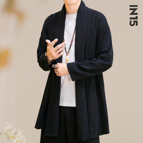 春秋款唐裝中長款棉麻中式風衣外套男士古風漢服寬松開衫道袍披風