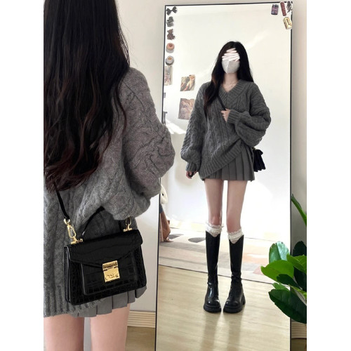 慵懶風寬松軟糯中長款毛衣女2025春季日系復古針織設計感小衆上衣 慵懶風寬松軟糯中長款毛衣女2025春季日系復古針織設計感小衆上衣