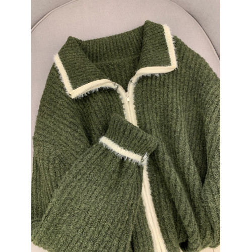 絕絕子!迴頭率超高!撞色長袖開衫毛衣女秋冬復古慵懶風針織外套 絕絕子!迴頭率超高!撞色長袖開衫毛衣女秋冬復古慵懶風針織外套