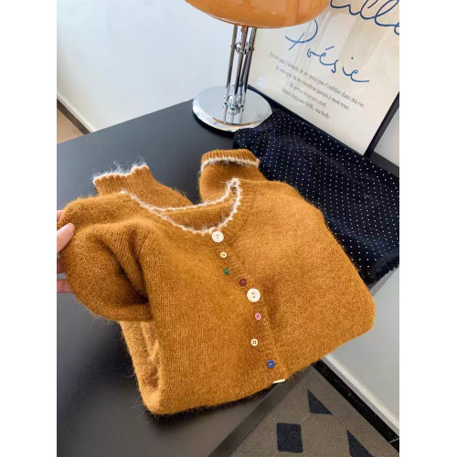 軟糯糯毛衣開衫女2025秋冬款彩色紐釦開衫慵懶高級感短外套 軟糯糯毛衣開衫女2025秋冬款彩色紐釦開衫慵懶高級感短外套