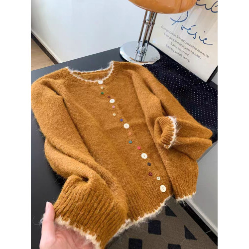 軟糯糯毛衣開衫女2025秋冬款彩色紐釦開衫慵懶高級感短外套 軟糯糯毛衣開衫女2025秋冬款彩色紐釦開衫慵懶高級感短外套