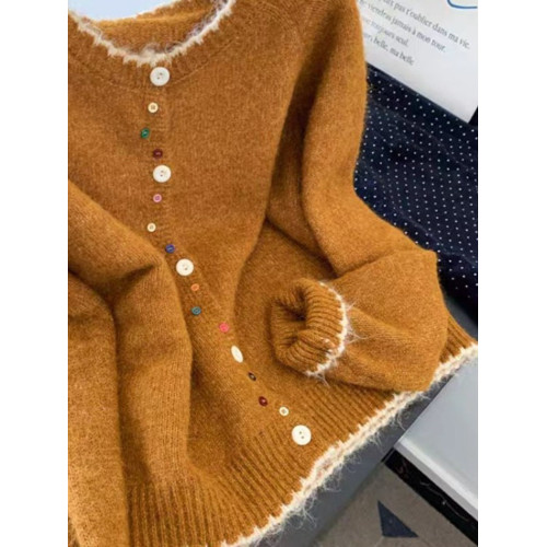 軟糯糯毛衣開衫女2025秋冬款彩色紐釦開衫慵懶高級感短外套 軟糯糯毛衣開衫女2025秋冬款彩色紐釦開衫慵懶高級感短外套