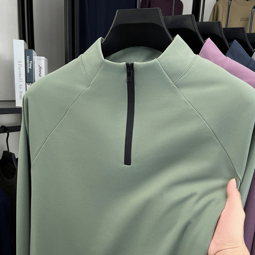 某桑特平替戶外男裝長袖T恤春秋拉鍊時尚立領騎行服跑步健身速乾