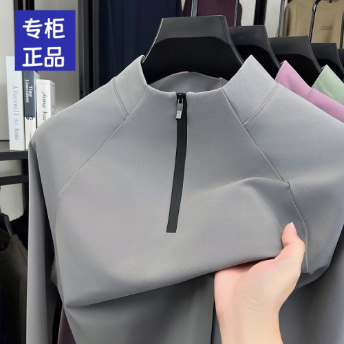 某桑特平替戶外男裝長袖T恤春秋拉鍊時尚立領騎行服跑步健身速乾