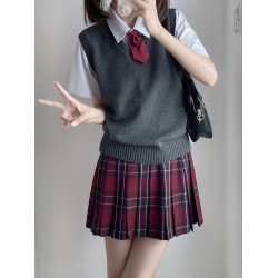 原創jk針織純色背心 日系學院風基礎百搭V領毛衣馬甲春秋款