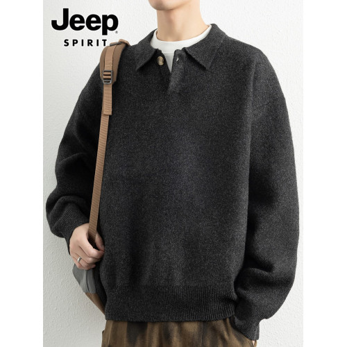 JEEP SPIRIT翻領毛衣男士秋冬季潮牌寬松休閒純色打底針織衫男款 JEEP SPIRIT翻領毛衣男士秋冬季潮牌寬松休閒純色打底針織衫男款