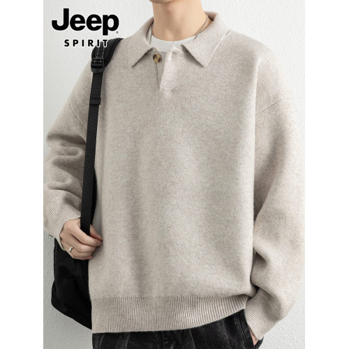 JEEP SPIRIT翻領毛衣男士秋冬季潮牌寬松休閒純色打底針織衫男款 JEEP SPIRIT翻領毛衣男士秋冬季潮牌寬松休閒純色打底針織衫男款