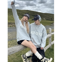 美式情侶毛衣秋冬款高級感寬松慵懶風針織毛線衣2025新款冬季男女