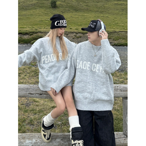 美式情侶毛衣秋冬款高級感寬松慵懶風針織毛線衣2025新款冬季男女