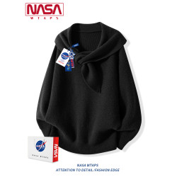 NASA WTAPS美式秋季高級感圍領毛衣男女款休閒潮牌圓領設計感線衣