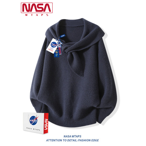 NASA WTAPS美式秋季高級感圍領毛衣男女款休閒潮牌圓領設計感線衣