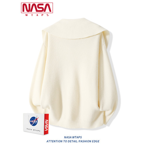NASA WTAPS美式秋季高級感圍領毛衣男女款休閒潮牌圓領設計感線衣