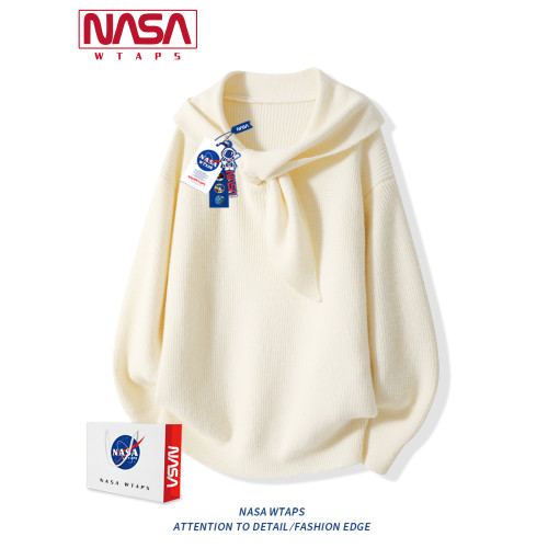 NASA WTAPS美式秋季高級感圍領毛衣男女款休閒潮牌圓領設計感線衣