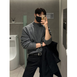 半高領毛衣男士秋冬季高級感韓版寬松打底針織衫休閒慵懶潮牌上衣