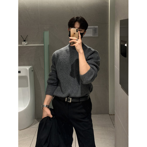 半高領毛衣男士秋冬季高級感韓版寬松打底針織衫休閒慵懶潮牌上衣