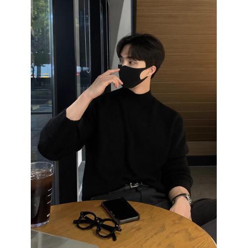 半高領毛衣男士秋冬季高級感韓版寬松打底針織衫休閒慵懶潮牌上衣