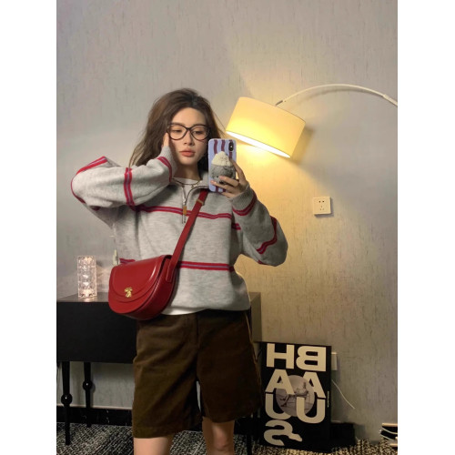 polo領半拉鍊條紋毛衣女裝秋冬慵懶風針織衫套頭針織衛衣2025新款 polo領半拉鍊條紋毛衣女裝秋冬慵懶風針織衫套頭針織衛衣2025新款