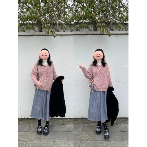 暗粉混雜色連帽拉鍊開衫外套毛衣女秋冬新款休閒寬松針織軟糯加厚 暗粉混雜色連帽拉鍊開衫外套毛衣女秋冬新款休閒寬松針織軟糯加厚