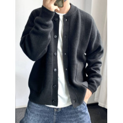 秋冬季新款開衫毛衣男生韓系時尚青年百搭休閒純色慵懶風針織外套