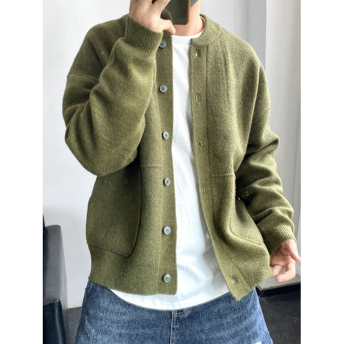 秋冬季新款開衫毛衣男生韓系時尚青年百搭休閒純色慵懶風針織外套