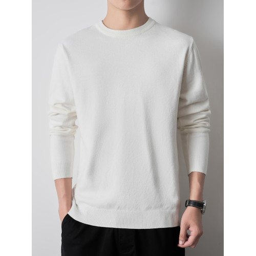 圓領針織衫毛衣男士高級感秋季2025年新款加絨內搭套頭長袖打底衫