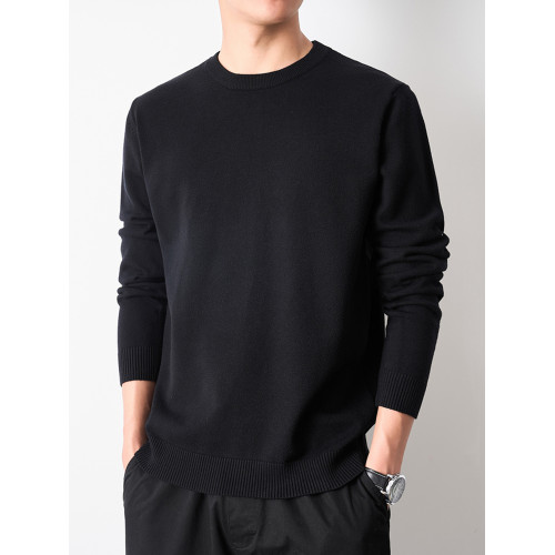 圓領針織衫毛衣男士高級感秋季2025年新款加絨內搭套頭長袖打底衫