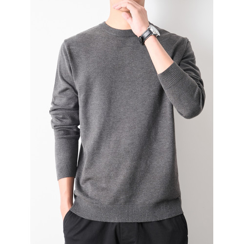 圓領針織衫毛衣男士高級感秋季2025年新款加絨內搭套頭長袖打底衫