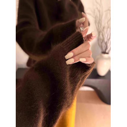 歐貨高級感水貂絨橘色毛衣女秋冬軟糯慵懶風內搭浣熊絨針織衫