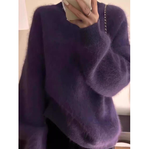 歐貨高級感水貂絨橘色毛衣女秋冬軟糯慵懶風內搭浣熊絨針織衫 歐貨高級感水貂絨橘色毛衣女秋冬軟糯慵懶風內搭浣熊絨針織衫