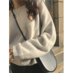 套頭內搭羊絨衫女圓領毛衣2025新款秋冬寬松慵懶風打底針織羊毛衫