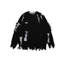 NOONOZ秋冬不規則破洞毛衣男潮牌高街嘻哈炸街oversize美式針織衫