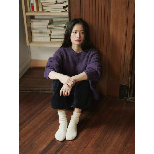 法式克萊因藍復古慵懶風毛衣女高級感秋冬加厚寬松圓領套頭針織衫 法式克萊因藍復古慵懶風毛衣女高級感秋冬加厚寬松圓領套頭針織衫