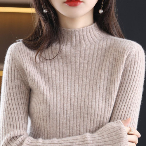 半高領直筒打底衫女修身套頭毛衣2024時尚秋新款長袖內搭針織衫 半高領直筒打底衫女修身套頭毛衣2024時尚秋新款長袖內搭針織衫