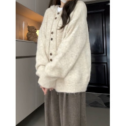 連帽毛衣外套女秋冬季2025新款寬松慵懶風針織開衫高級感加厚上衣