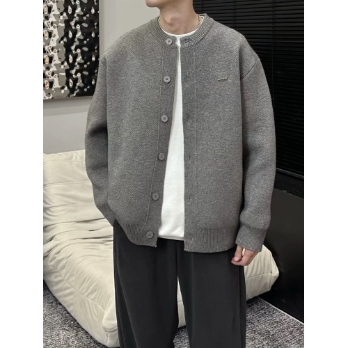 2025春秋新款棒球領粗針開衫純色寬松休閒慵懶感毛衣外套男女同款 2025春秋新款棒球領粗針開衫純色寬松休閒慵懶感毛衣外套男女同款