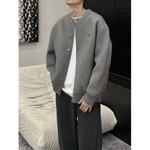 2025春秋新款棒球領粗針開衫純色寬松休閒慵懶感毛衣外套男女同款 2025春秋新款棒球領粗針開衫純色寬松休閒慵懶感毛衣外套男女同款