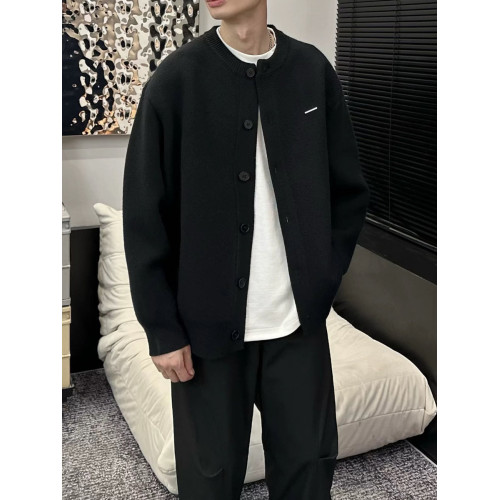 2025春秋新款棒球領粗針開衫純色寬松休閒慵懶感毛衣外套男女同款 2025春秋新款棒球領粗針開衫純色寬松休閒慵懶感毛衣外套男女同款